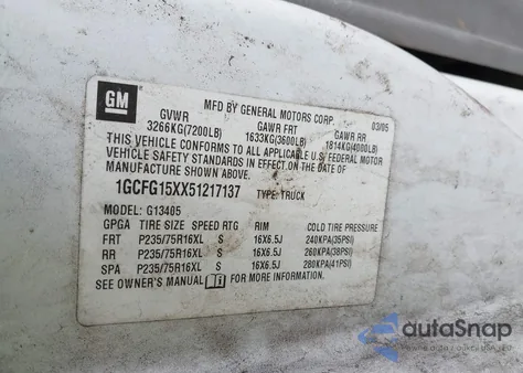 2005 Chevrolet Express from USA, damaged, VIN 1GCFG15XX51217137